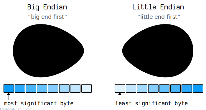 convert hex little endian to big endian