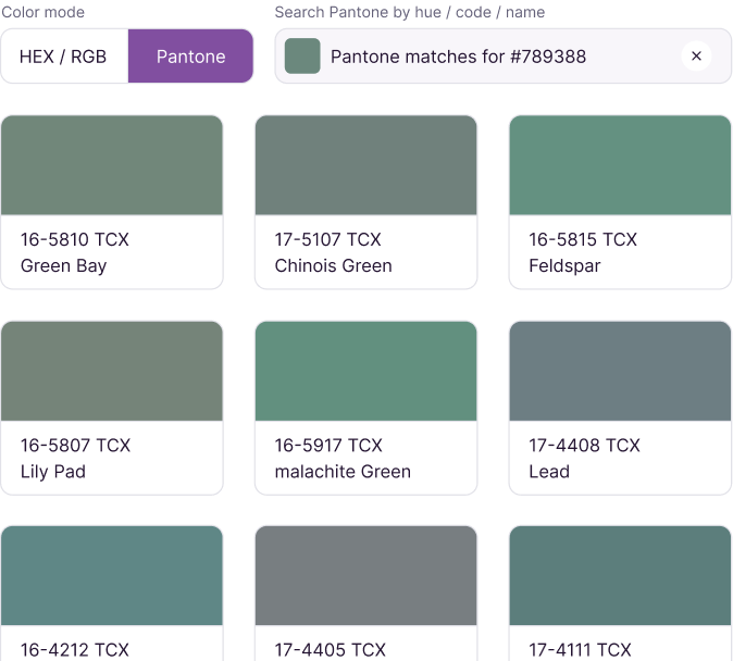 convert hex to pantone